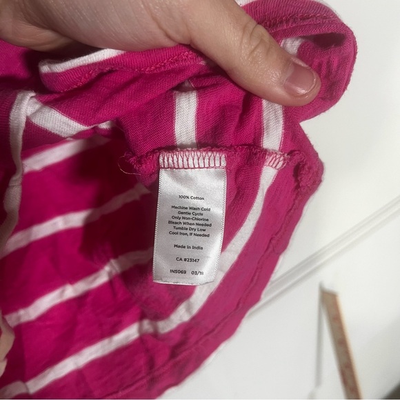 Talbots White and Pink Striped Tank Top Lace Detail Size Medium Summer - Picture 7 of 7